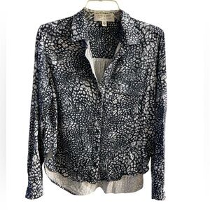 Cloth & Stone Anthropologie animal print blouse button front ecovero Medium